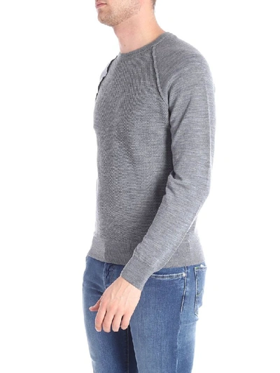 Shop Paolo Pecora Round Neck Wool Cotton In Gray