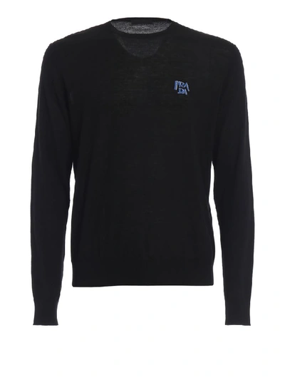 Shop Prada Logo Sweater In Nero