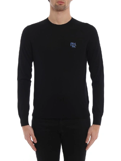 Shop Prada Logo Sweater In Nero