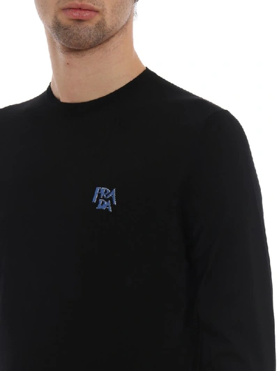 Shop Prada Logo Sweater In Nero