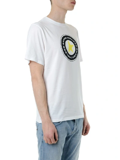 Shop Golden Goose White Logo T Shirt In Cotton In Basic