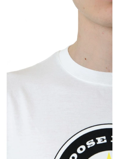Shop Golden Goose White Logo T Shirt In Cotton In Basic
