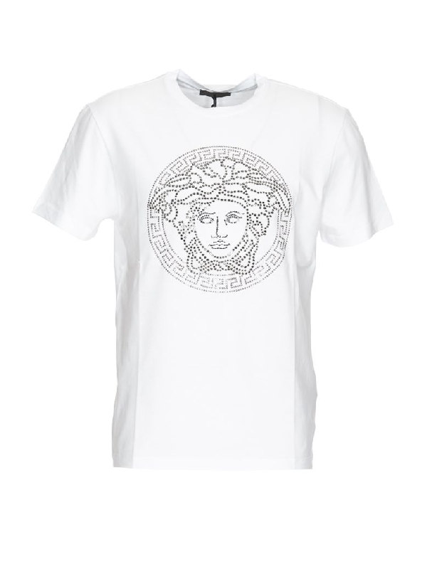 Versace T-shirt In Cotone Con Medusa In White | ModeSens