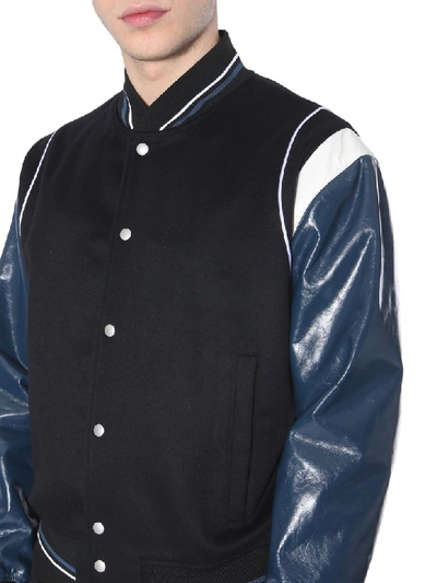 Shop Givenchy Wool And Leather-blend Bomber Jacket In Multicolor