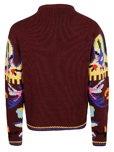 Shop Prada Printed Sweater In Red