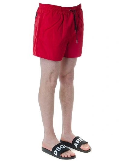 Shop Dsquared2 Red Icon Swim Shorts In Technical Fabric In Basic