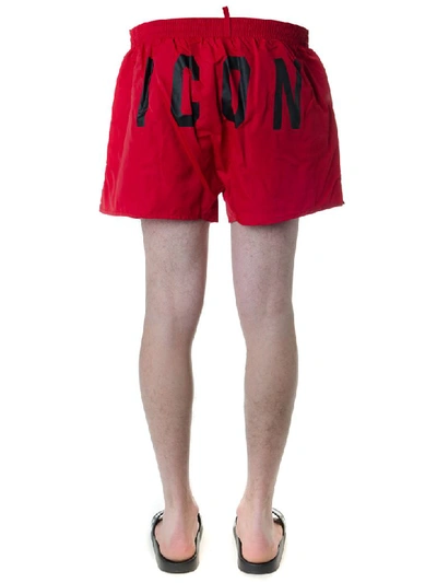 Shop Dsquared2 Red Icon Swim Shorts In Technical Fabric In Basic