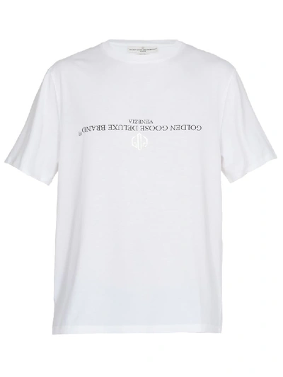 Shop Golden Goose Cotton T-shirt In White/reversed Logo