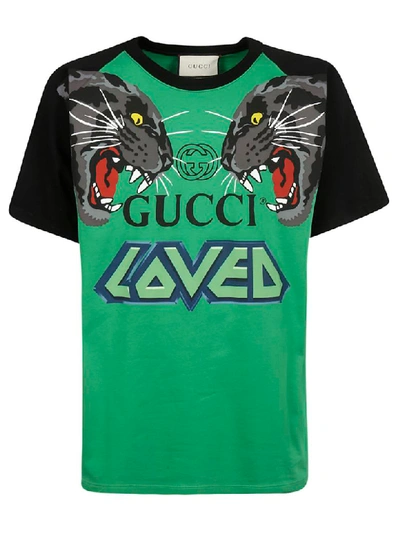 Shop Gucci Printed T-shirt In Green