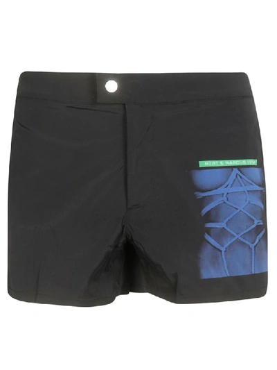 Shop Dsquared2 Printed Patch Swim Shorts In Black