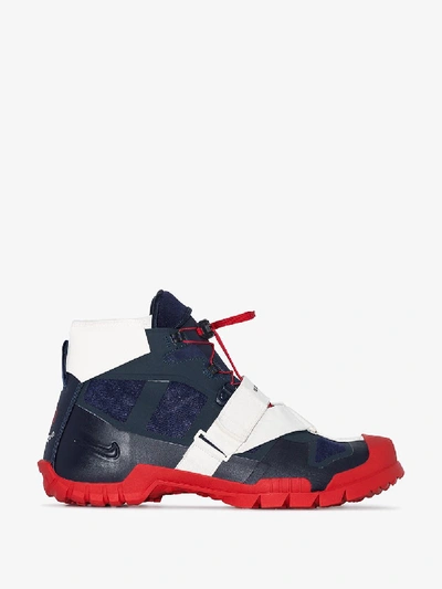 Shop Nike Navy Blue X Undercover Sfb Mountain High Top Sneakers In Obsidian/university Red