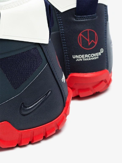 Shop Nike Navy Blue X Undercover Sfb Mountain High Top Sneakers In Obsidian/university Red