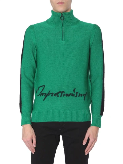 Shop Off-white High-neck Half-zip Sweater In Verde