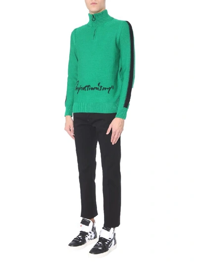 Shop Off-white High-neck Half-zip Sweater In Verde