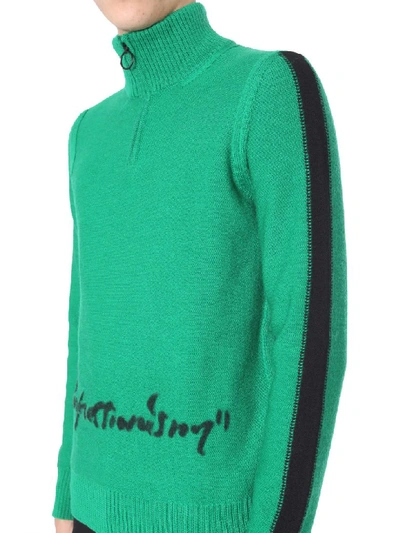 Shop Off-white High-neck Half-zip Sweater In Verde