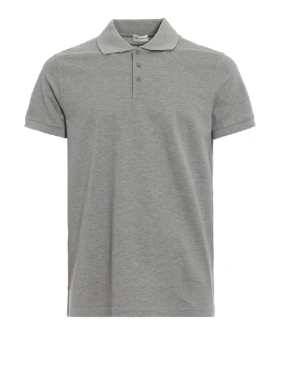 Shop Saint Laurent Classic Polo Shirt In Grey