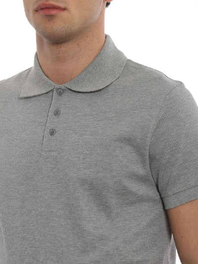 Shop Saint Laurent Classic Polo Shirt In Grey