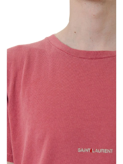 Shop Saint Laurent Destroyed Red Jersey Cotton T-shirt