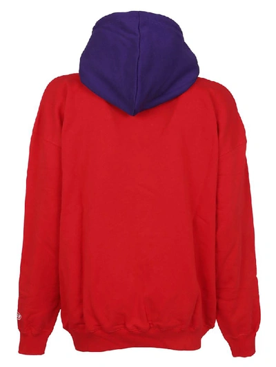 Shop Msgm Logo Hoodie In Rosso