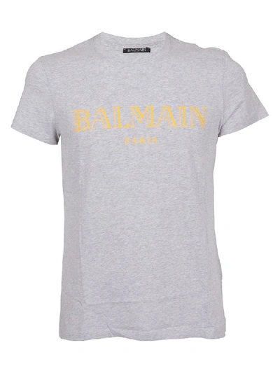 Shop Balmain Logo Print T-shirt In Kb Orange Fluo