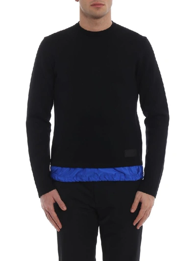 Shop Prada Logo Detail Sweatshirt In E Nero/bluette