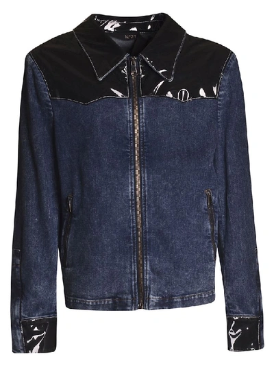 Shop N°21 Zipped Denim Jacket In Indaco