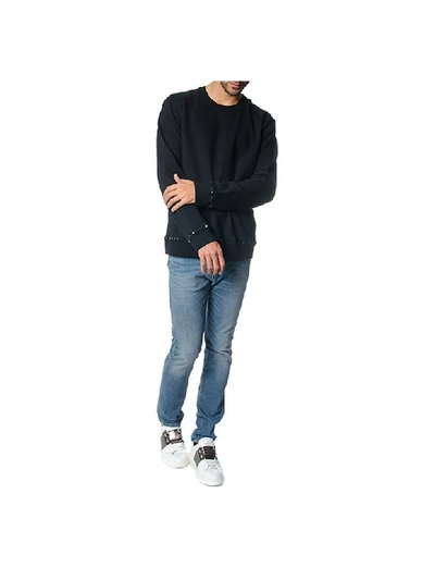 Shop Valentino Rockstud Black Cotton Sweatshirt