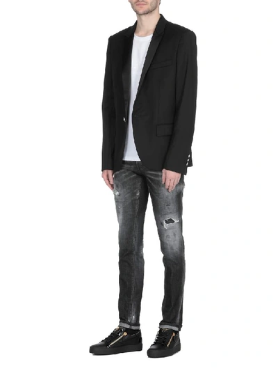 Shop Balmain Wool Jacket In Noir