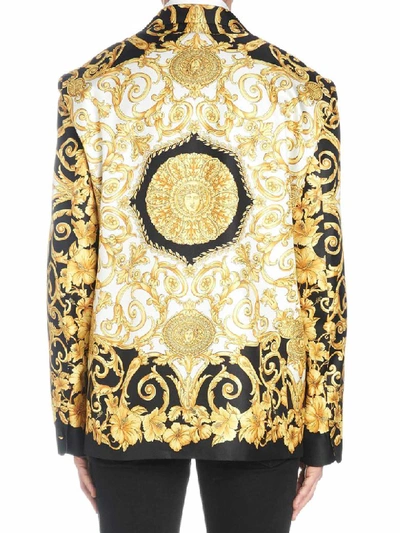 Shop Versace Gold Ibiscus Jacket In Multicolor