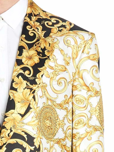 Shop Versace Gold Ibiscus Jacket In Multicolor