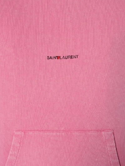 Shop Saint Laurent Hooded Sweatshirt In Fucsia