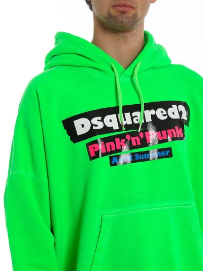 Shop Dsquared2 Pink N Punk Hoodie In Acid Green