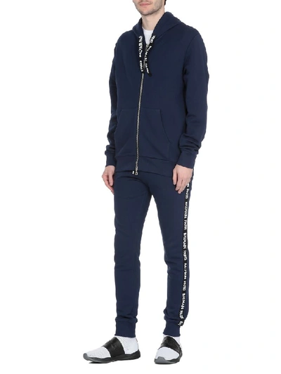 Shop Balmain Cotton Sweatshirt In Marine