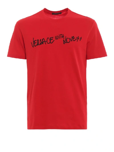 Shop Versace With Love T-shirt In Red