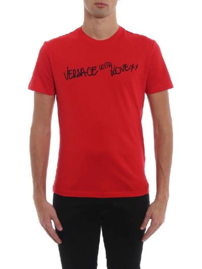 Shop Versace With Love T-shirt In Red