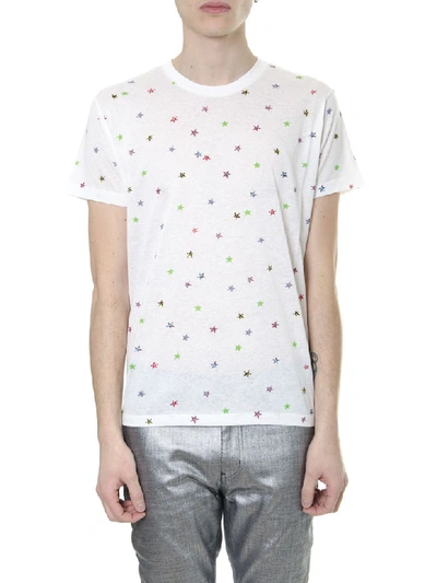 Shop Saint Laurent White Cotton T-shirt With Stars Print In White/multicolor