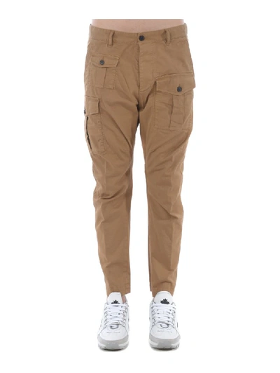 Shop Dsquared2 Multi-pocket Cargo Trousers In Cammello