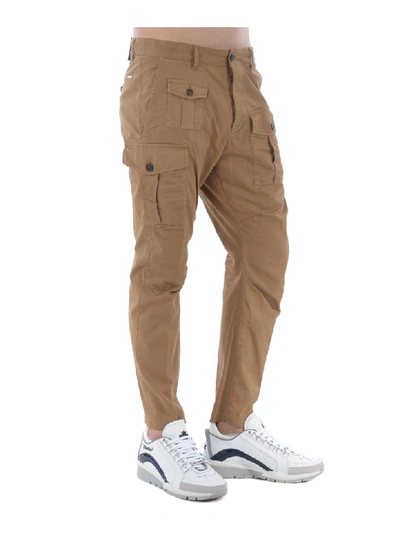 Shop Dsquared2 Multi-pocket Cargo Trousers In Cammello