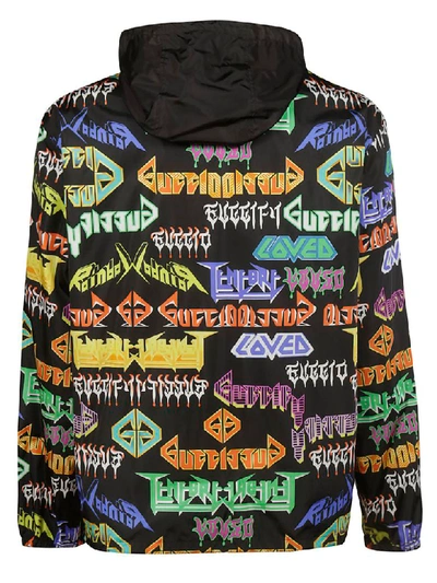 Shop Gucci Assorted Logo Print Zipped Hoodie In Black