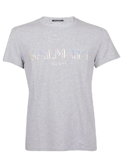 Shop Balmain Logo Print T-shirt In 9aa Gris