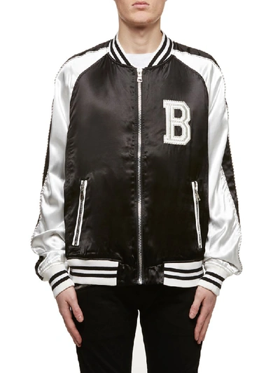 Shop Balmain Jacket In Nero Bianco