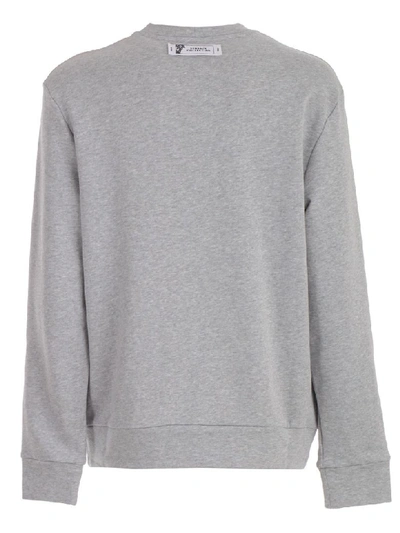 Shop Versace Logo Sweatshirt In Grey Melange Print