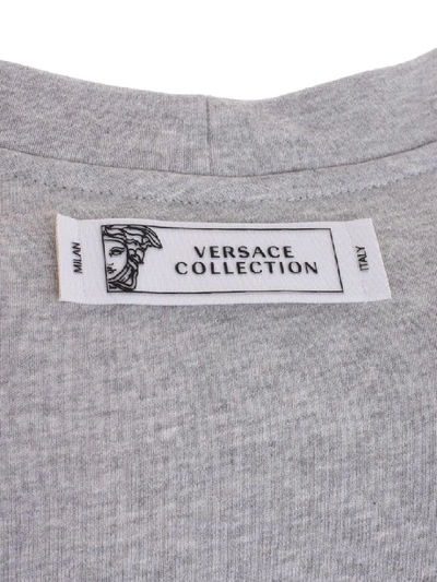 Shop Versace Logo Sweatshirt In Grey Melange Print