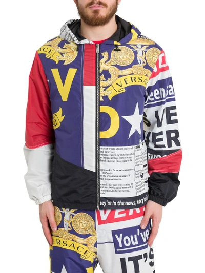 Shop Versace Patchwork Jacket In Multicolor