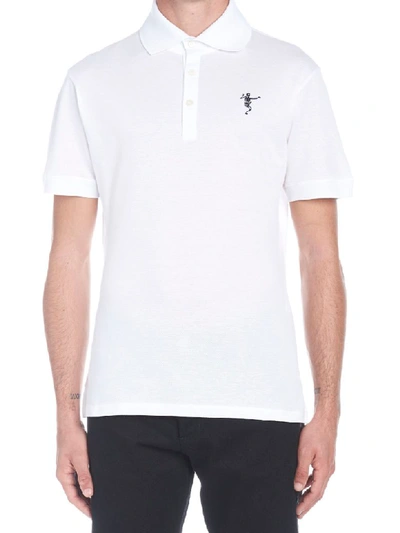 Shop Alexander Mcqueen Dancing Skeleton Polo In White