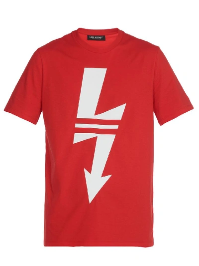 Shop Neil Barrett Cotton T-shirt In Red/offwhite