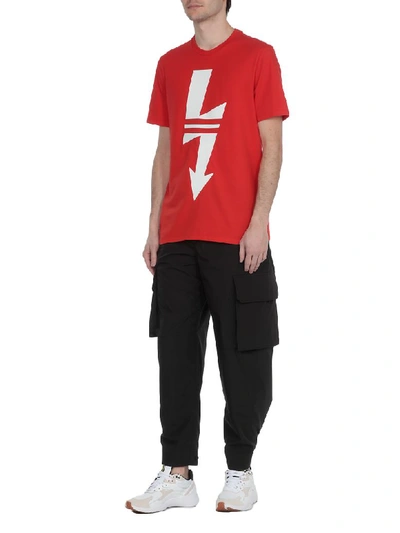 Shop Neil Barrett Cotton T-shirt In Red/offwhite