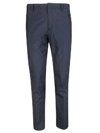 Shop Prada Concealed Front Trousers In Blue