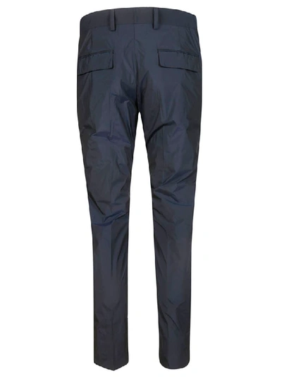 Shop Prada Concealed Front Trousers In Blue