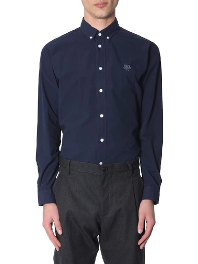 Shop Kenzo Button-down Shirt In Blu